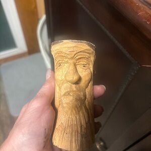 Artisan Carved Wooden Face Sculpture
